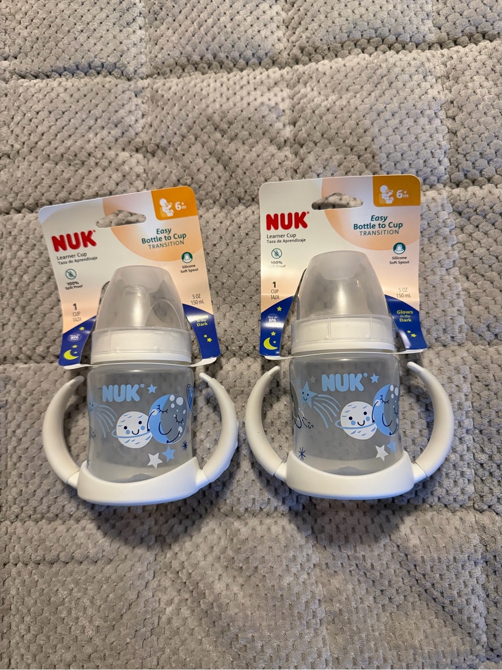 NUK Learner Cup Easy Bottle to Cup Transition Glow in the Dark 5 oz 2-Pack